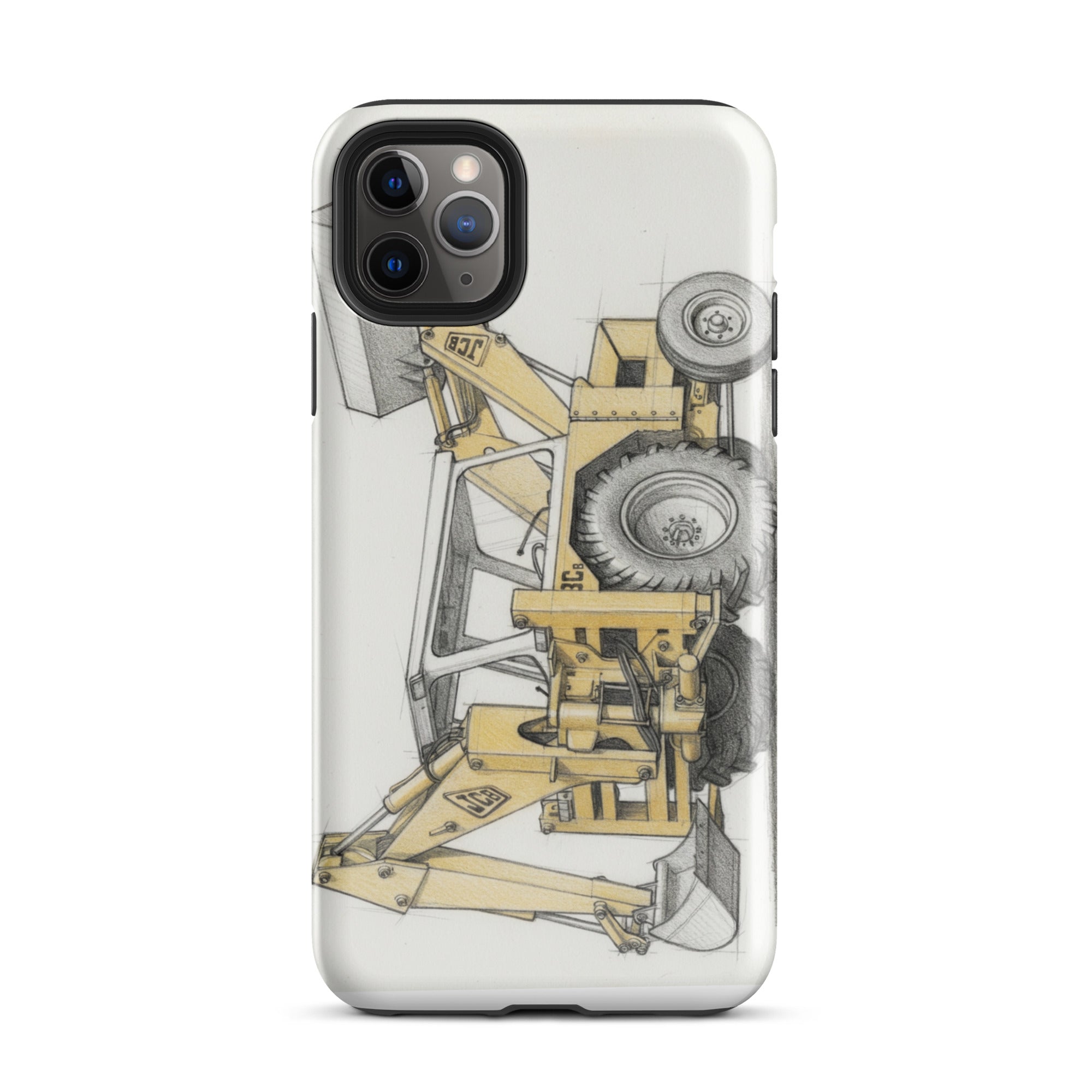 The Tractor Mugs Store iPhone 11 Pro Max JCB 3C II Pencil Sketch | Tough Case for iPhone® Quality Farmers Merch