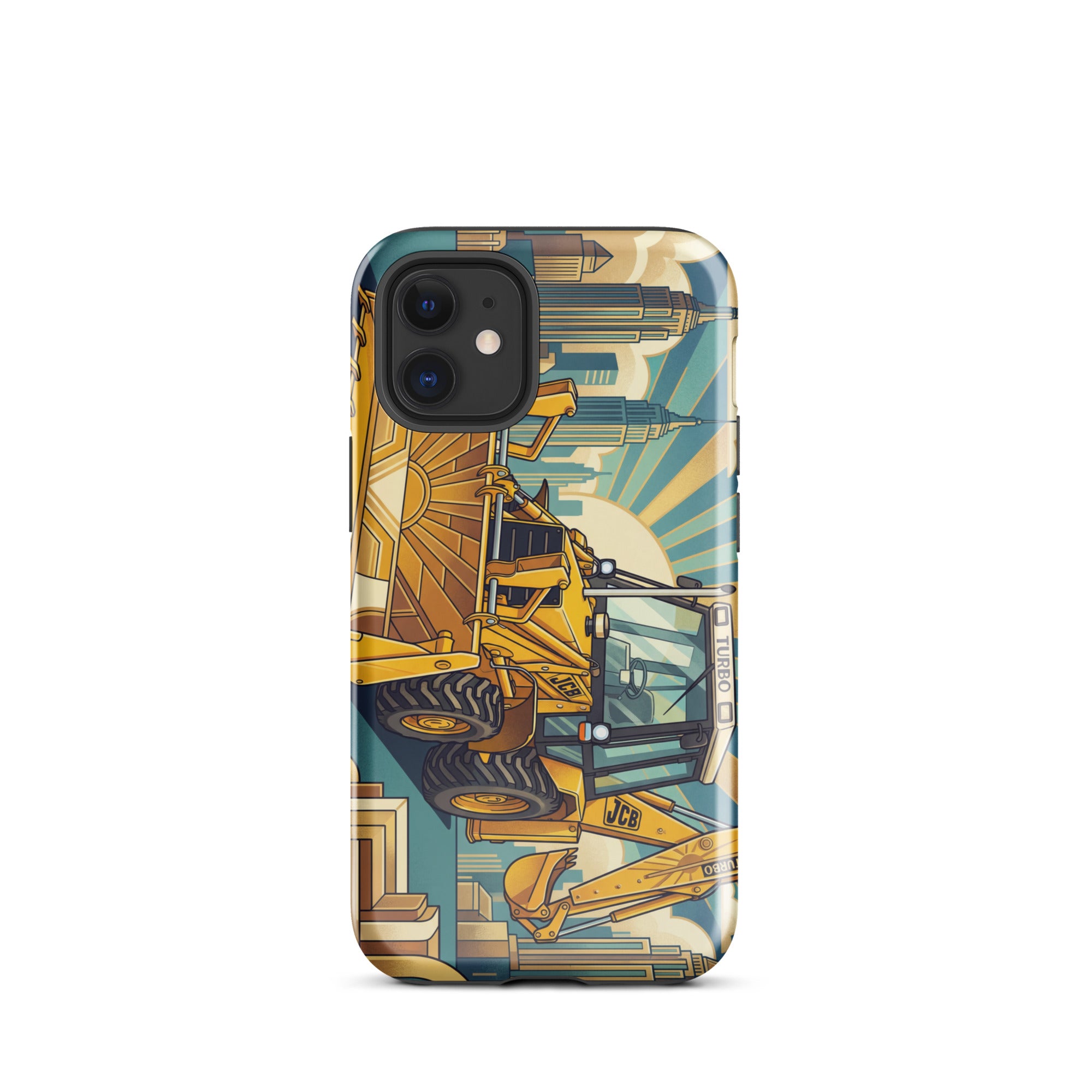The Tractor Mugs Store iPhone 12 mini JCB 3CX TURBO | Art Deco Tough Case for iPhone® Quality Farmers Merch