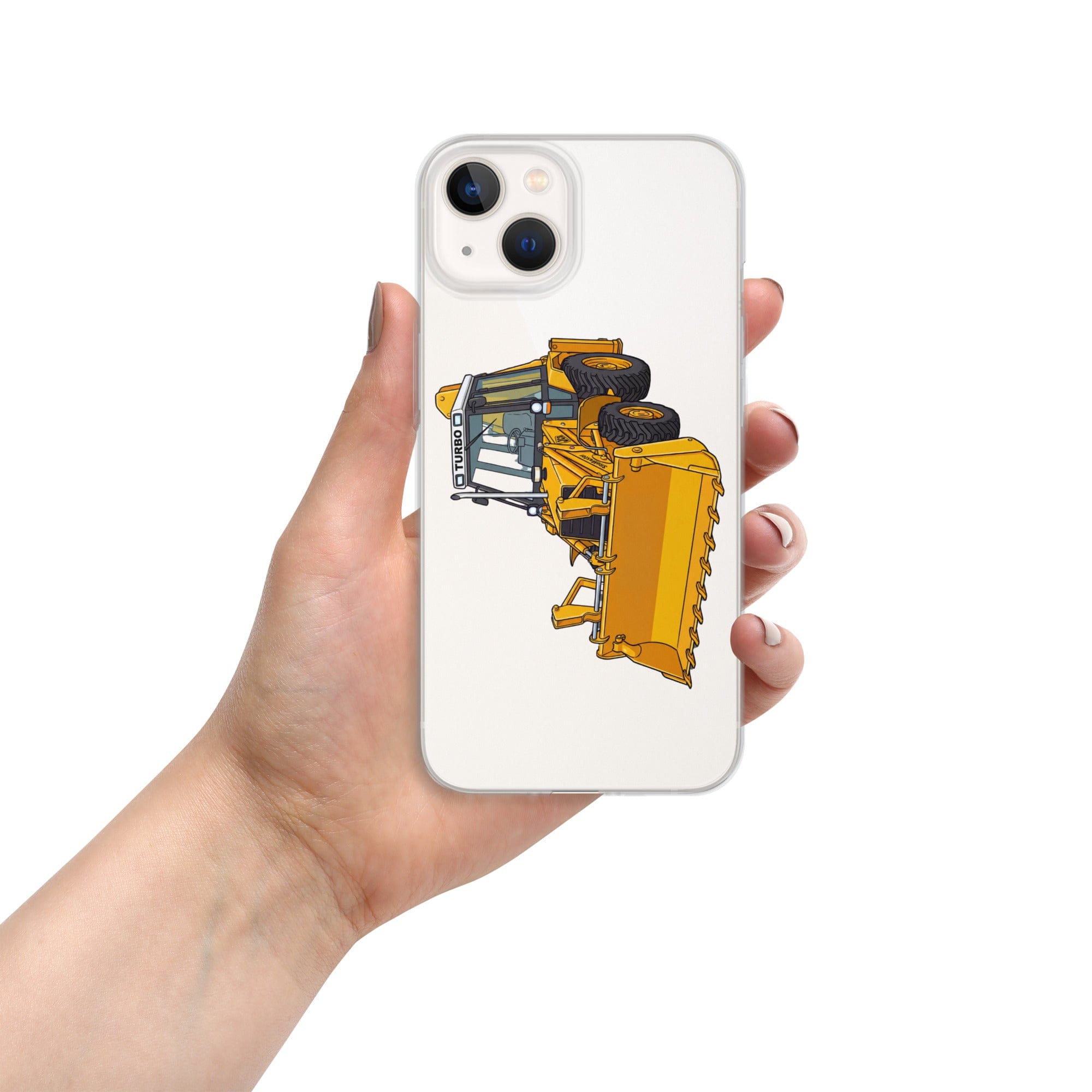 The Tractor Mugs Store iPhone 13 JCB Grey Cab TURBO | Clear Case for iPhone® Quality Farmers Merch