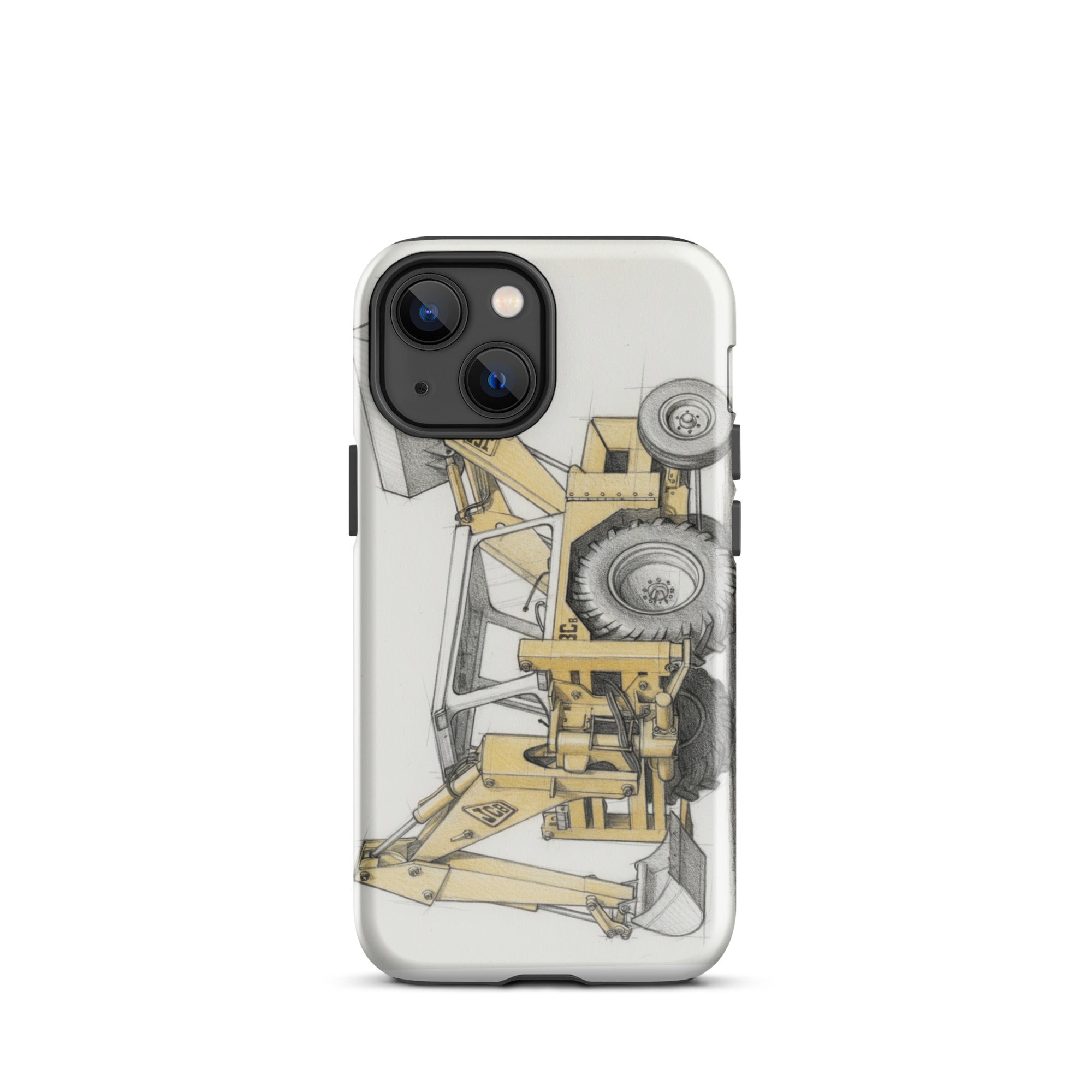 The Tractor Mugs Store iPhone 13 mini JCB 3C II Pencil Sketch | Tough Case for iPhone® Quality Farmers Merch