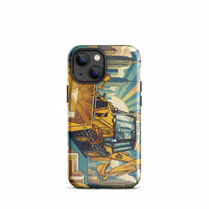 The Tractor Mugs Store iPhone 13 mini JCB 3CX TURBO | Art Deco Tough Case for iPhone® Quality Farmers Merch