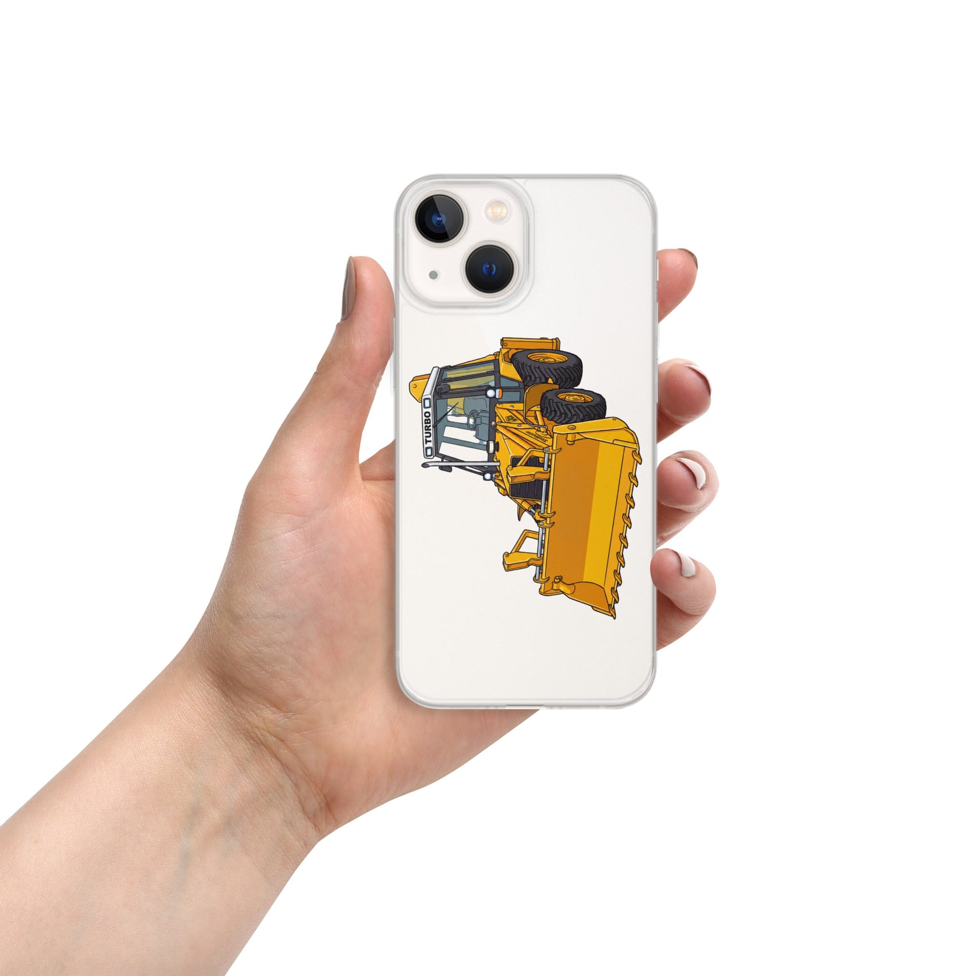 The Tractor Mugs Store iPhone 13 mini JCB Grey Cab TURBO | Clear Case for iPhone® Quality Farmers Merch
