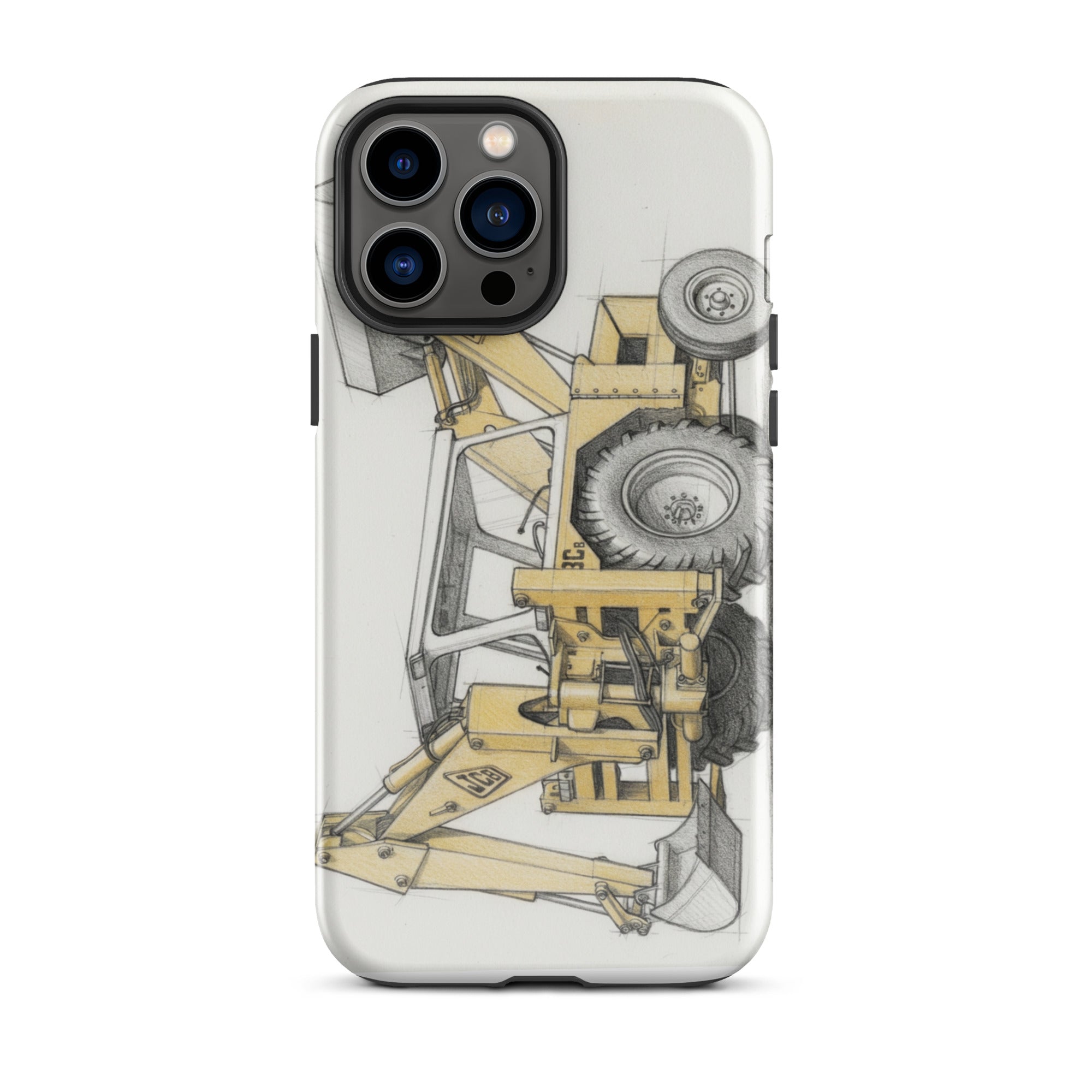 The Tractor Mugs Store iPhone 13 Pro Max JCB 3C II Pencil Sketch | Tough Case for iPhone® Quality Farmers Merch