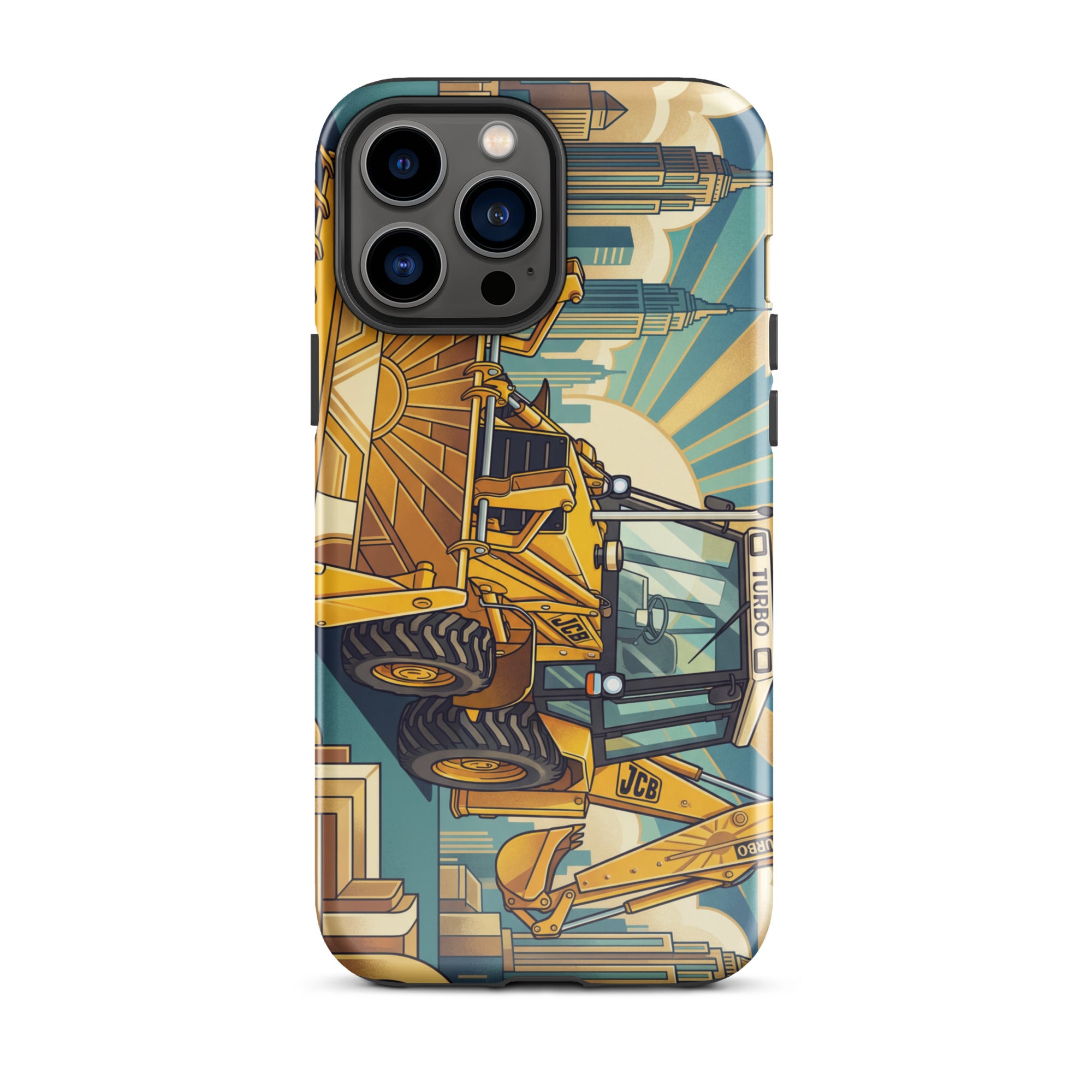 The Tractor Mugs Store iPhone 13 Pro Max JCB 3CX TURBO | Art Deco Tough Case for iPhone® Quality Farmers Merch