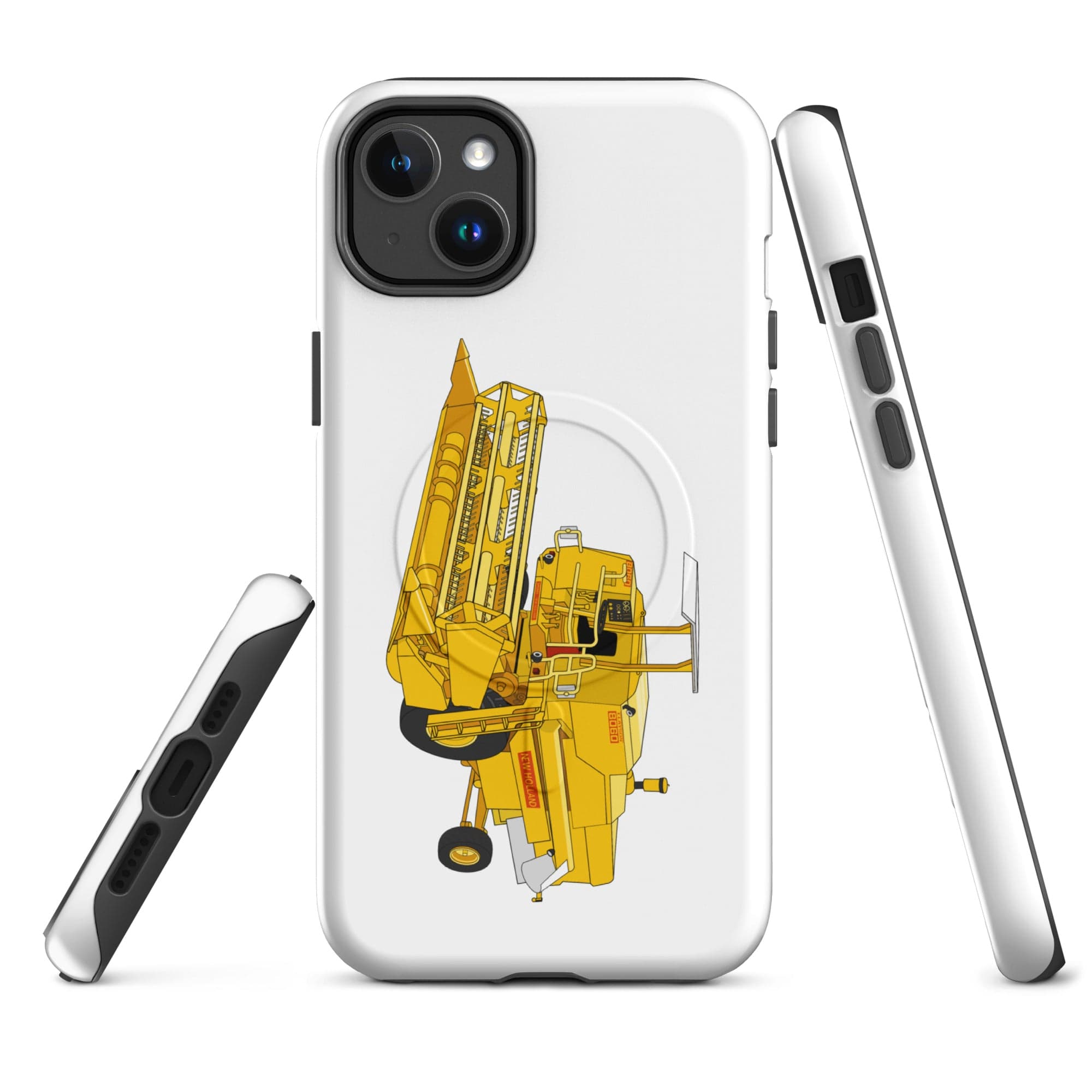 The Tractor Mugs Store iPhone 14 Plus Clayson 8060 Combine Harvester | MagSafe® tough case for iPhone® Quality Farmers Merch