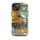 The Tractor Mugs Store iPhone 14 Plus JCB 3CX TURBO | Art Deco Tough Case for iPhone® Quality Farmers Merch