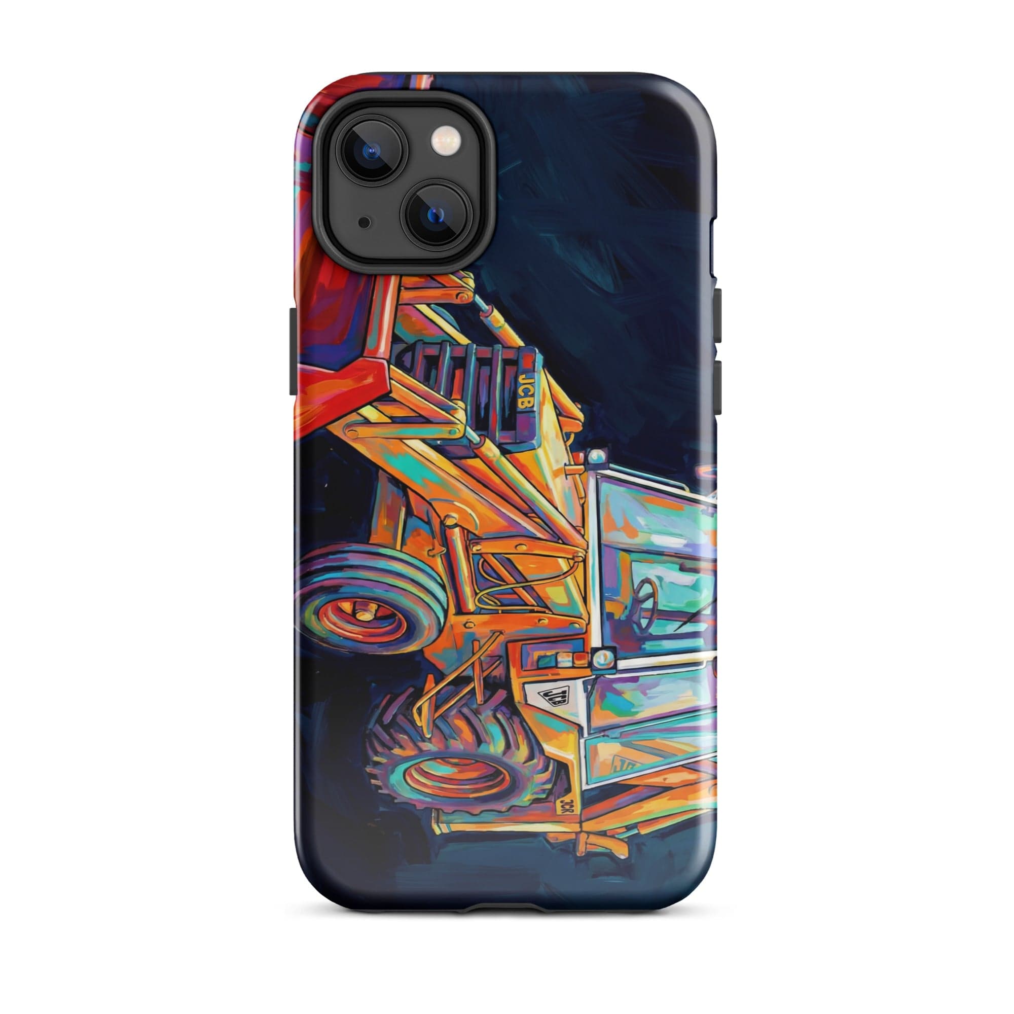 The Tractor Mugs Store iPhone 14 Plus JCB 3CX White Cabin | Splash Art Tough Case for iPhone® Quality Farmers Merch