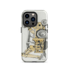 The Tractor Mugs Store iPhone 14 Pro JCB 3C II Pencil Sketch | Tough Case for iPhone® Quality Farmers Merch