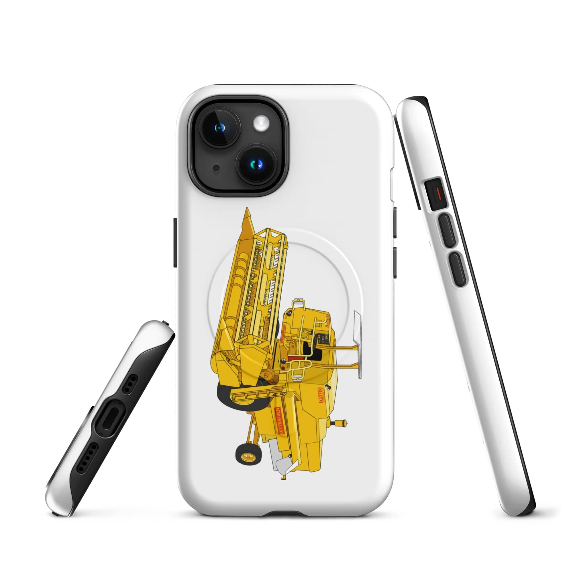 The Tractor Mugs Store iPhone 15 Clayson 8060 Combine Harvester | MagSafe® tough case for iPhone® Quality Farmers Merch