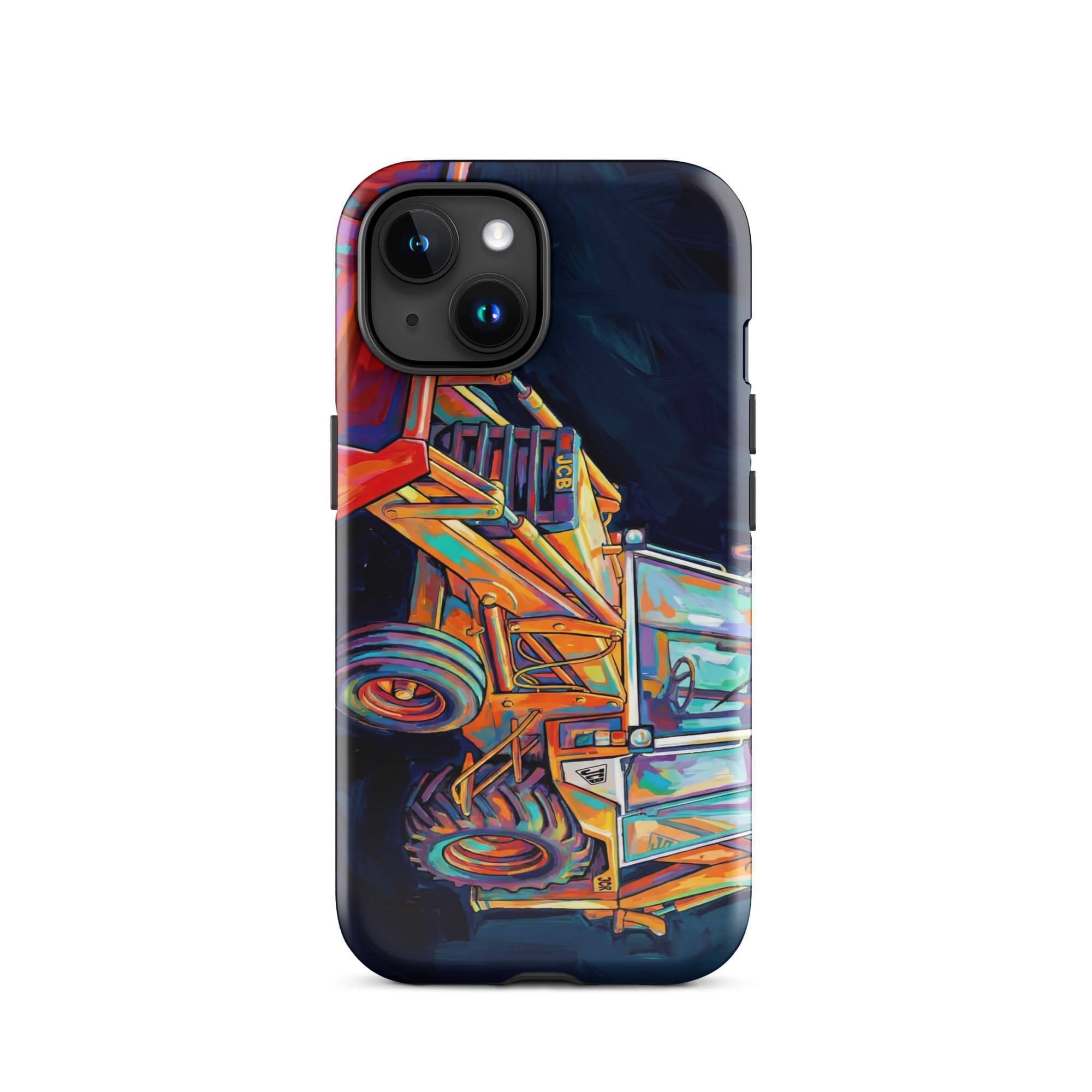 The Tractor Mugs Store iPhone 15 JCB 3CX White Cabin | Splash Art Tough Case for iPhone® Quality Farmers Merch