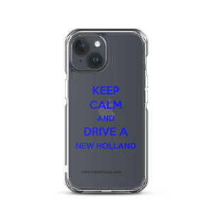 The Tractor Mugs Store iPhone 15 Keep Calm New Holland | Clear Case for iPhone® Quality Farmers Merch