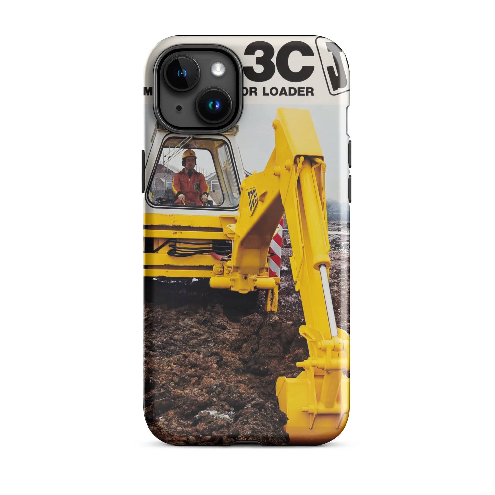 The Tractor Mugs Store iPhone 15 Plus JCB 3C II Advert  | Tough Case for iPhone® Quality Farmers Merch