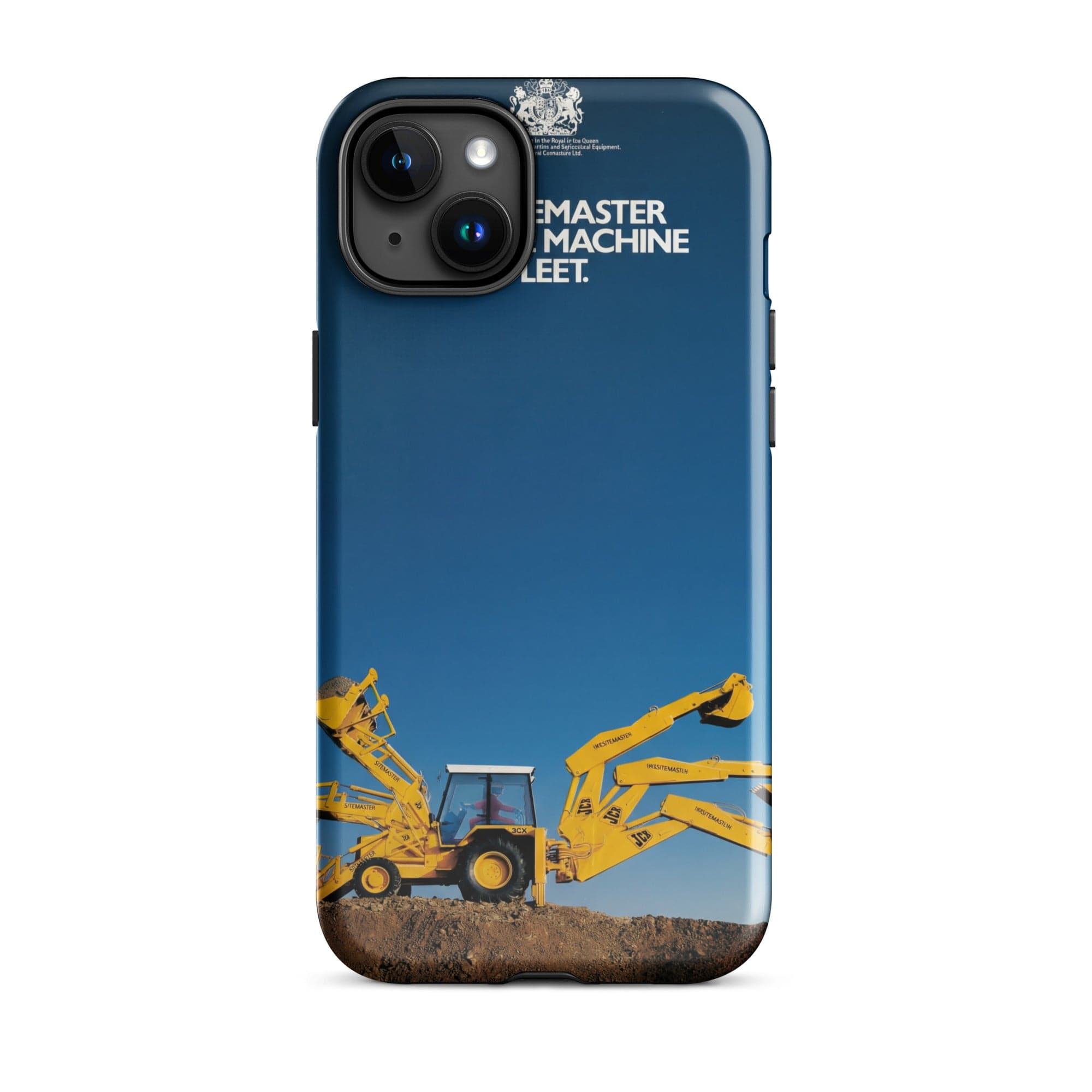 The Tractor Mugs Store iPhone 15 Plus JCB 3CX Sitemaster Advert (1988) | Tough Case for iPhone® Quality Farmers Merch