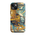 The Tractor Mugs Store iPhone 15 Plus JCB 3CX TURBO | Art Deco Tough Case for iPhone® Quality Farmers Merch