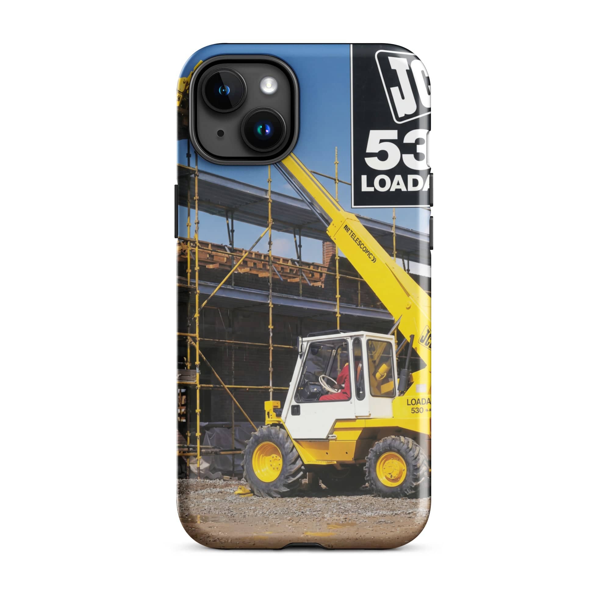 The Tractor Mugs Store iPhone 15 Plus JCB Loadall 530 Brochure | Tough Case for iPhone® Quality Farmers Merch