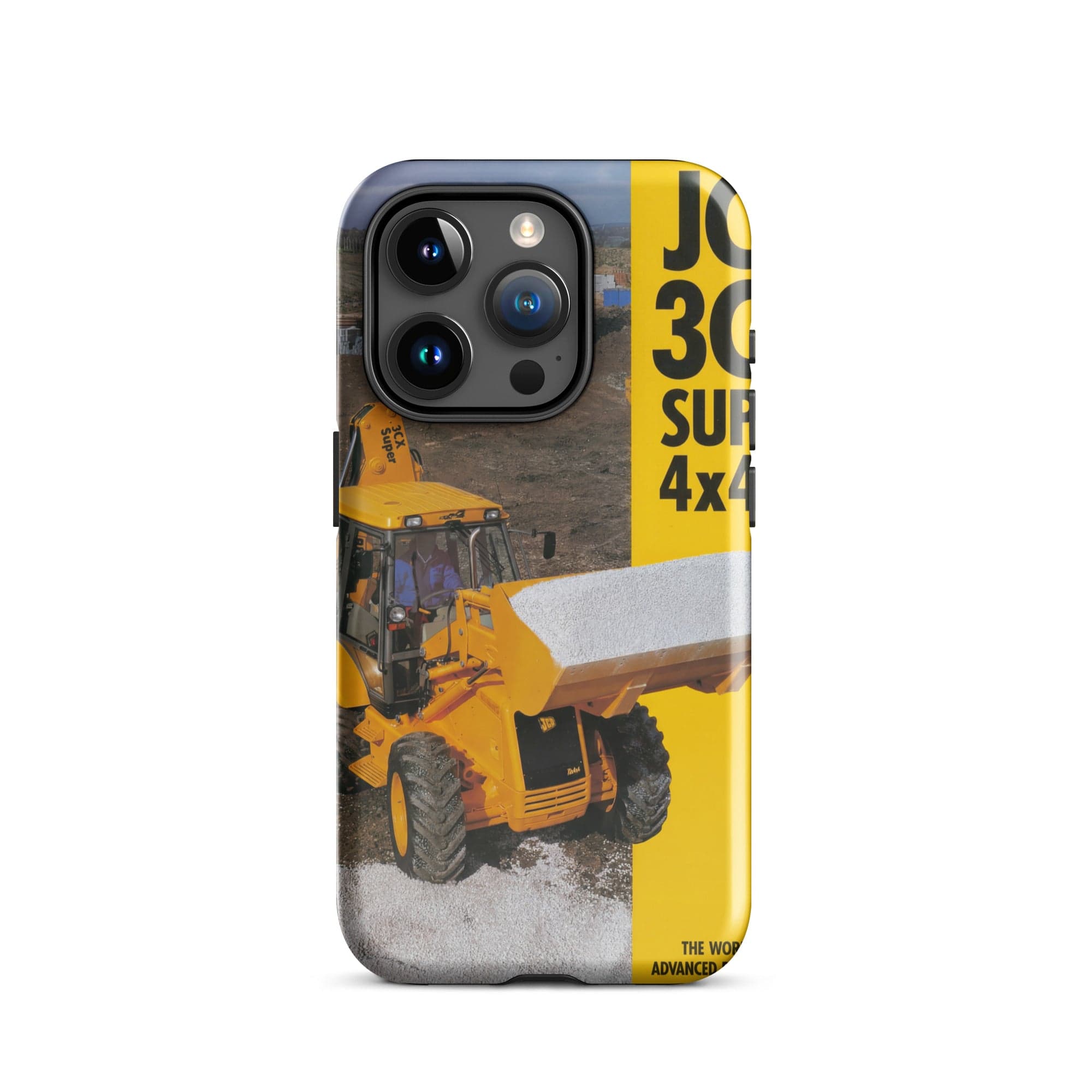The Tractor Mugs Store iPhone 15 Pro JCB 3CX 4x4x4 Brochure | Tough Case for iPhone® Quality Farmers Merch