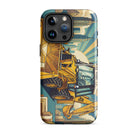 The Tractor Mugs Store iPhone 15 Pro Max JCB 3CX TURBO | Art Deco Tough Case for iPhone® Quality Farmers Merch