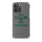 The Tractor Mugs Store iPhone 15 Pro Max KEEP CALM and KEEP MILKING | Clear Case for iPhone® Quality Farmers Merch