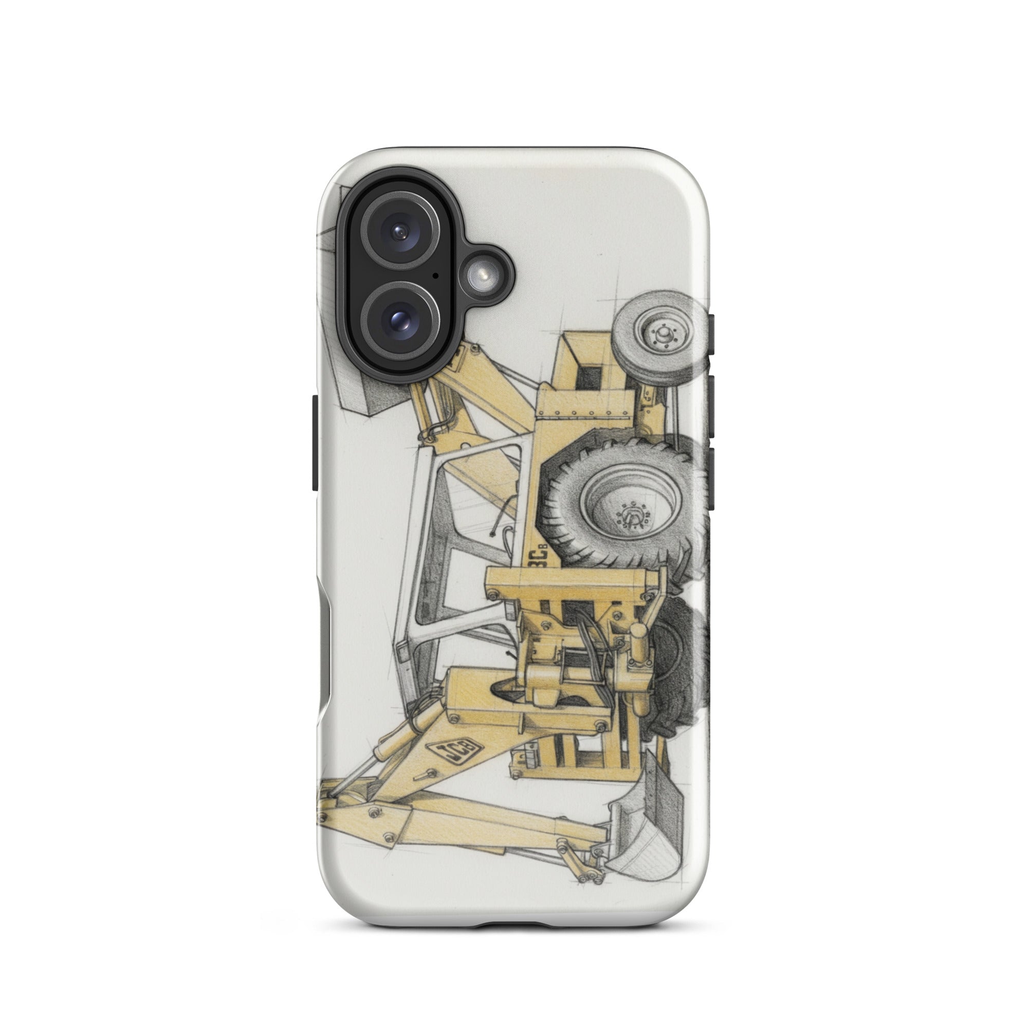 The Tractor Mugs Store iPhone 16 JCB 3C II Pencil Sketch | Tough Case for iPhone® Quality Farmers Merch