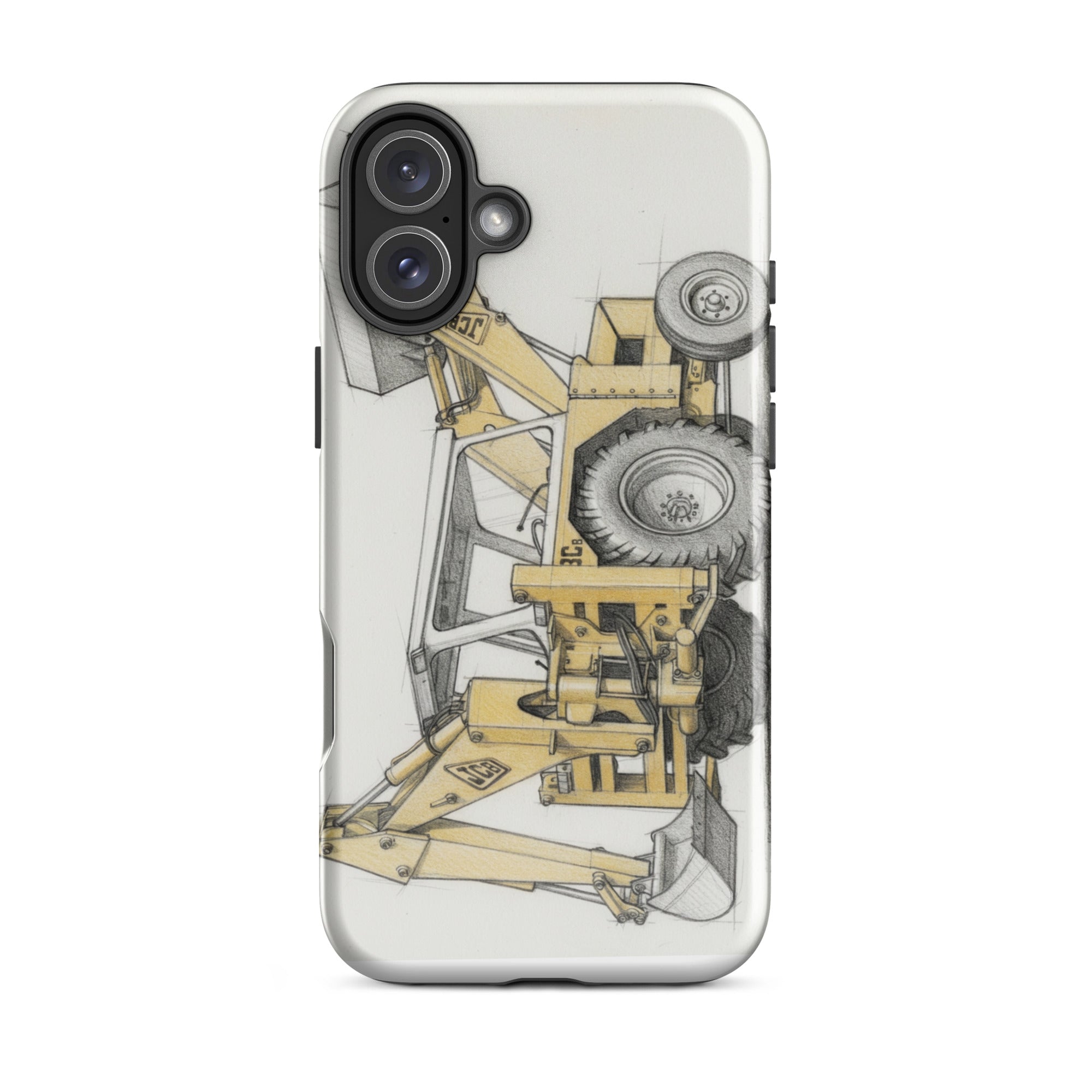 The Tractor Mugs Store iPhone 16 Plus JCB 3C II Pencil Sketch | Tough Case for iPhone® Quality Farmers Merch