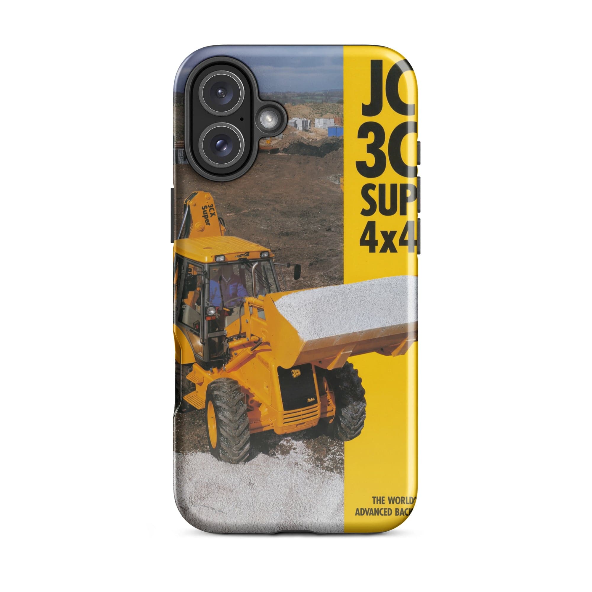 The Tractor Mugs Store iPhone 16 Plus JCB 3CX 4x4x4 Brochure | Tough Case for iPhone® Quality Farmers Merch