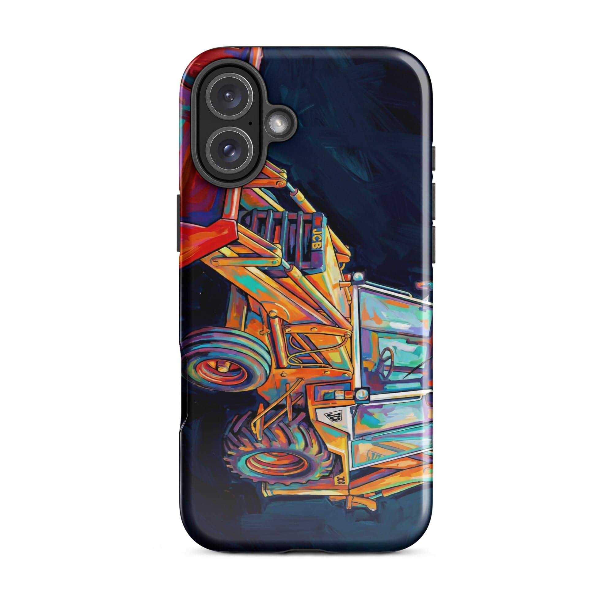 The Tractor Mugs Store iPhone 16 Plus JCB 3CX White Cabin | Splash Art Tough Case for iPhone® Quality Farmers Merch