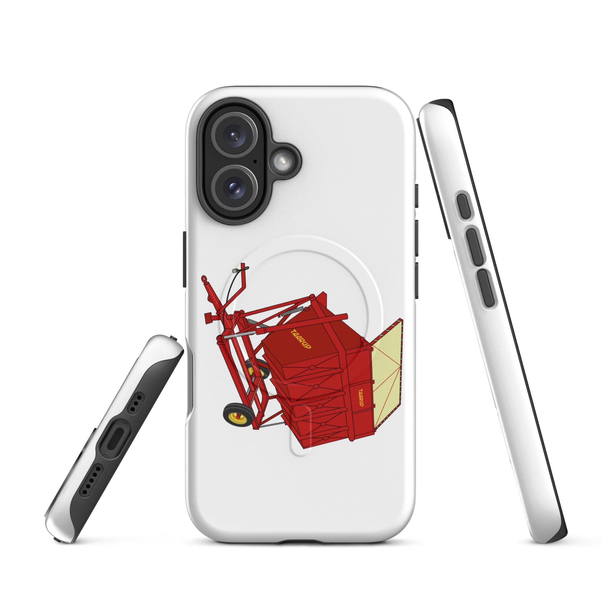 The Tractor Mugs Store iPhone 16 Taarup tipvogn T3 Trailer | MagSafe® tough case for iPhone® Quality Farmers Merch