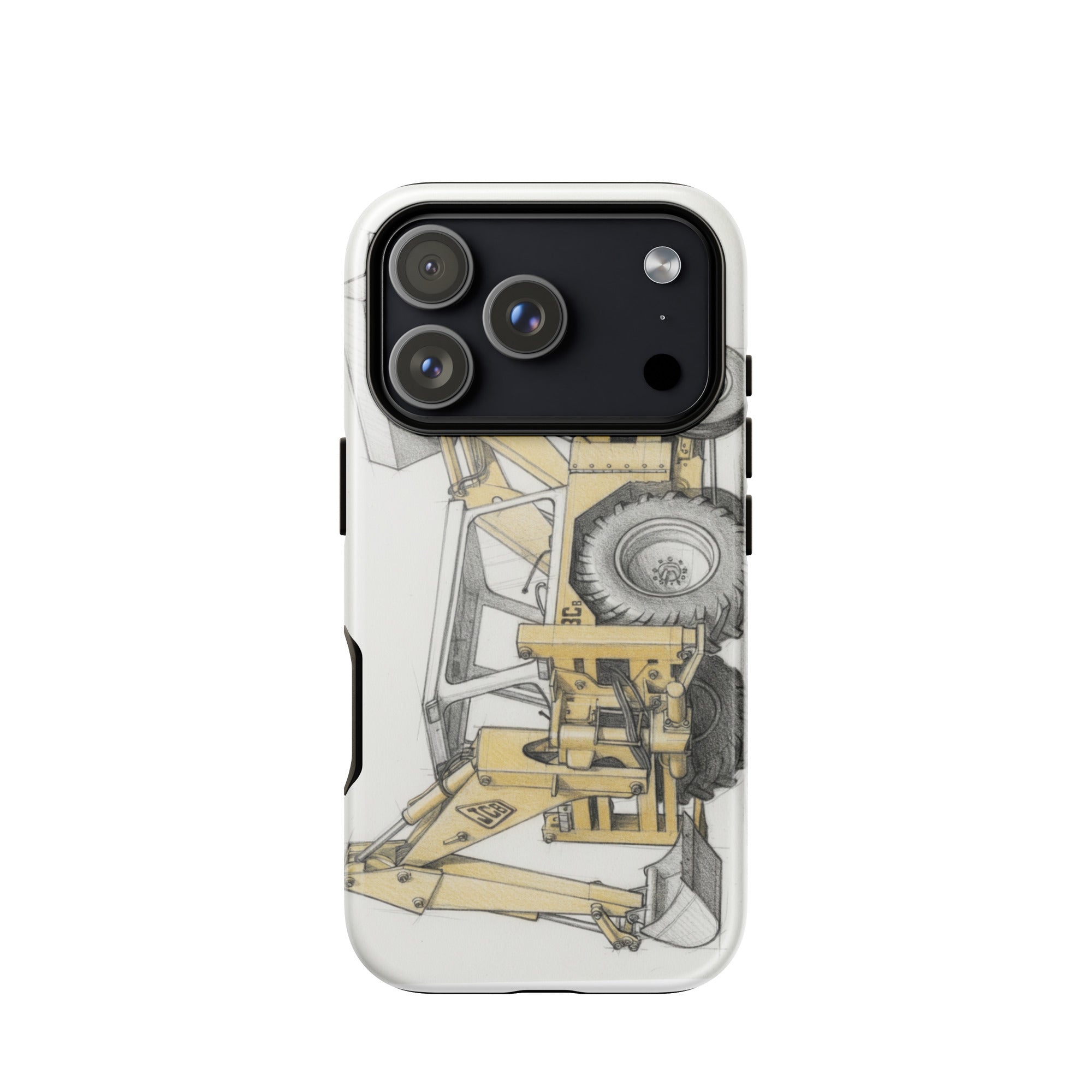 The Tractor Mugs Store iPhone 17 Pro JCB 3C II Pencil Sketch | Tough Case for iPhone® Quality Farmers Merch