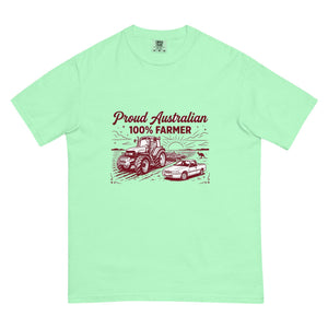 The Tractor Mugs Store Island Reef New Holland TM 155 PROUD AUSTRALIAN 100% FARMER Two Tone | Unisex Premium T-shirt Quality Farmers Merch