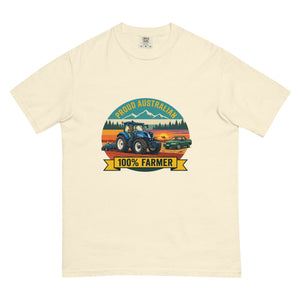 The Tractor Mugs Store Ivory New Holland T7.210 PROUD AUSTRALIAN 100% FARMER Outdoor | Unisex Premium T-shirt Quality Farmers Merch