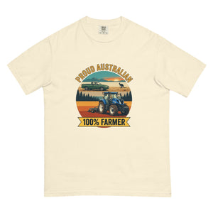 The Tractor Mugs Store Ivory New Holland T7.210 PROUD AUSTRALIAN 100% FARMER Outdoor | Unisex Premium T-shirt Quality Farmers Merch