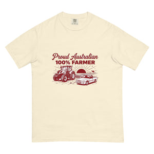 The Tractor Mugs Store Ivory New Holland T7.210 PROUD AUSTRALIAN 100% FARMER Two Tone | Unisex Premium T-shirt Quality Farmers Merch