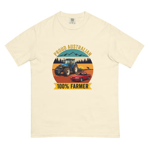 The Tractor Mugs Store Ivory New Holland TM 155 PROUD AUSTRALIAN 100% FARMER Outdoor | Unisex Premium T-shirt Quality Farmers Merch