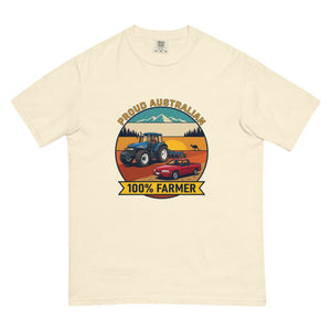 The Tractor Mugs Store Ivory New Holland TM 155 PROUD AUSTRALIAN 100% FARMER Outdoor | Unisex Premium T-shirt Quality Farmers Merch