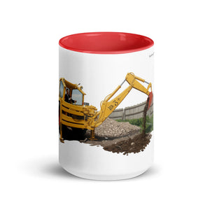 The Tractor Mugs Store JCB 3 Working Oil Painting | Mug with Colour Inside Quality Farmers Merch