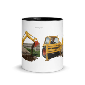 The Tractor Mugs Store JCB 3 Working Oil Painting | Mug with Colour Inside Quality Farmers Merch