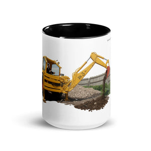 The Tractor Mugs Store JCB 3 Working Oil Painting | Mug with Colour Inside Quality Farmers Merch