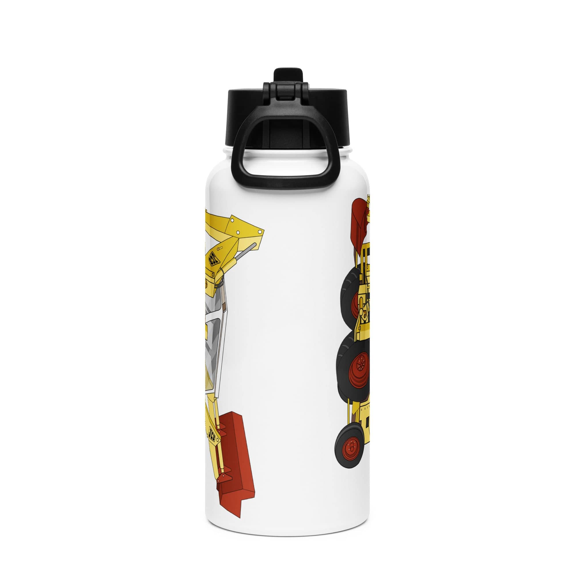 The Tractor Mugs Store JCB 3C II Backhoe | Stainless steel water bottle with a straw lid Quality Farmers Merch