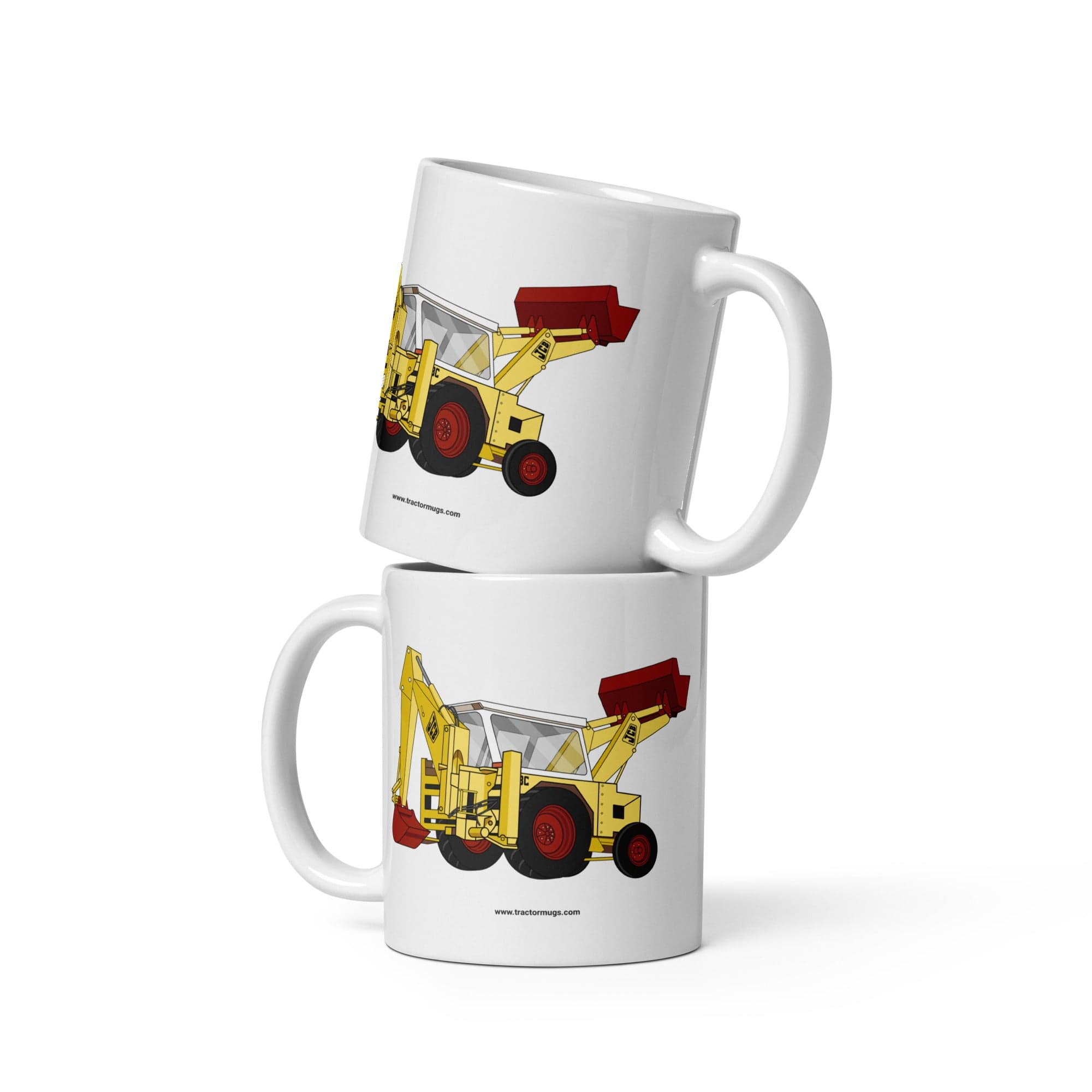 The Tractor Mugs Store JCB 3C II Backhoe | White glossy mug Quality Farmers Merch