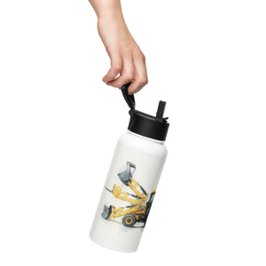 The Tractor Mugs Store JCB 3CX ECO (2017)  | Water Color Stainless Steel Water Bottle Quality Farmers Merch
