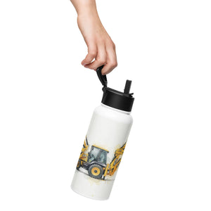 The Tractor Mugs Store JCB 3CX ECO (2017)  | Water Color Stainless Steel Water Bottle Quality Farmers Merch