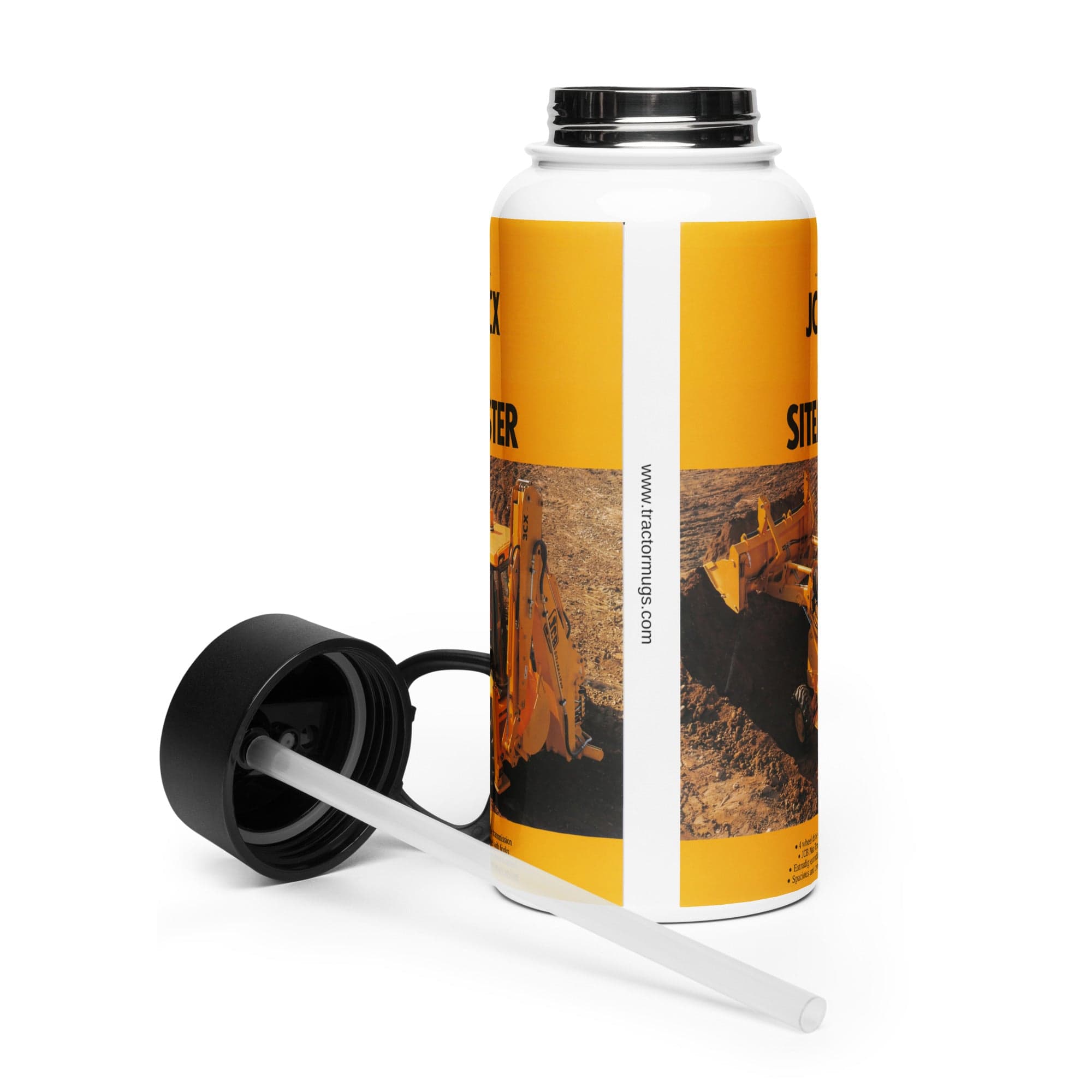 The Tractor Mugs Store JCB 3CX Sitemaster Brochure | Stainless Steel Water Bottle Quality Farmers Merch