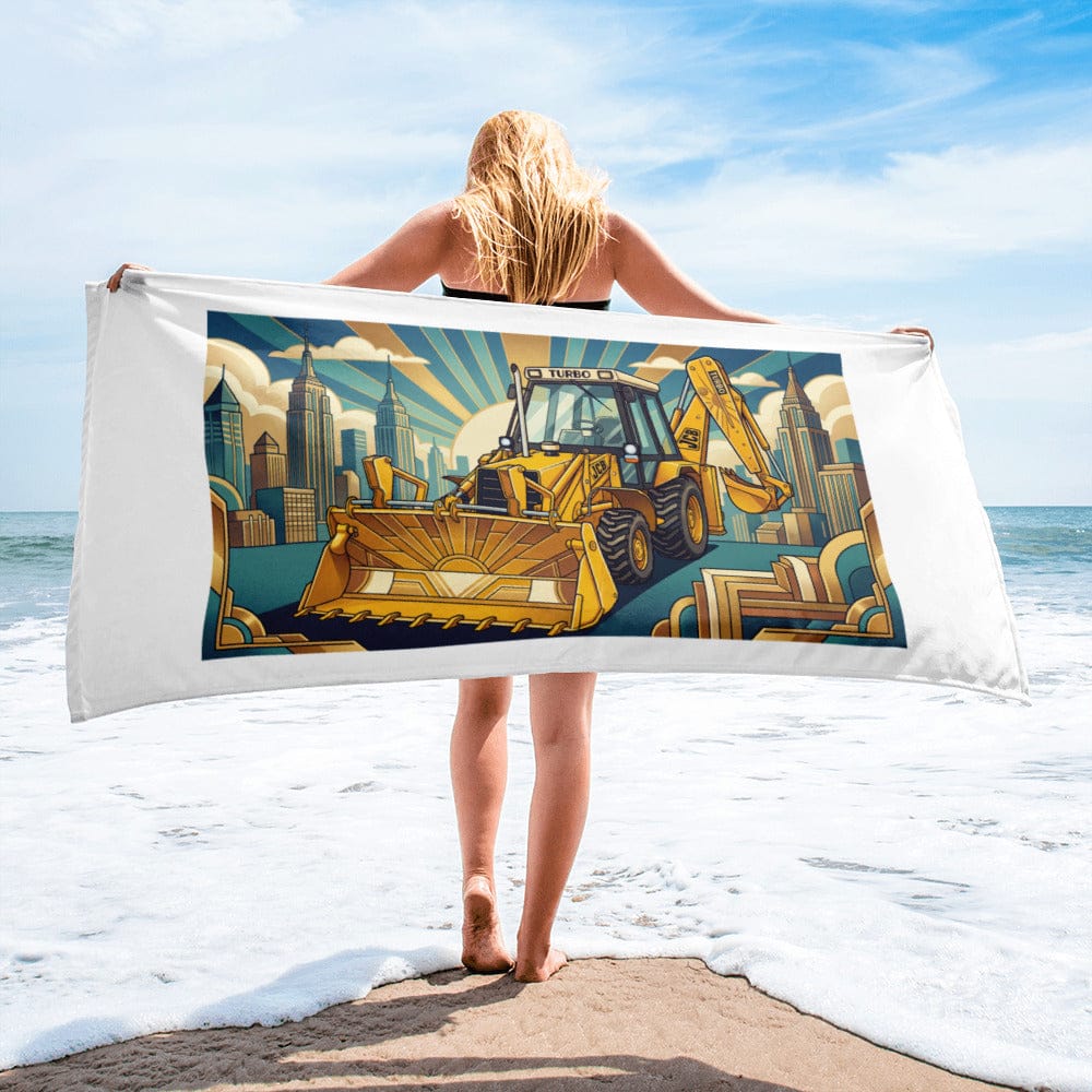 The Tractor Mugs Store JCB 3CX TURBO | Art Deco Towel Quality Farmers Merch