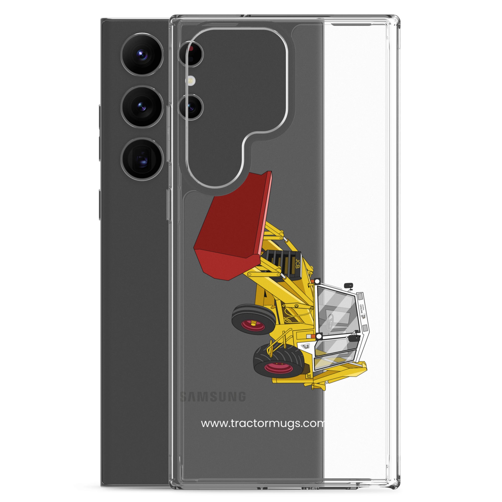 The Tractor Mugs Store JCB 3CX White Cabin 2WD | Clear Case for Samsung® Quality Farmers Merch