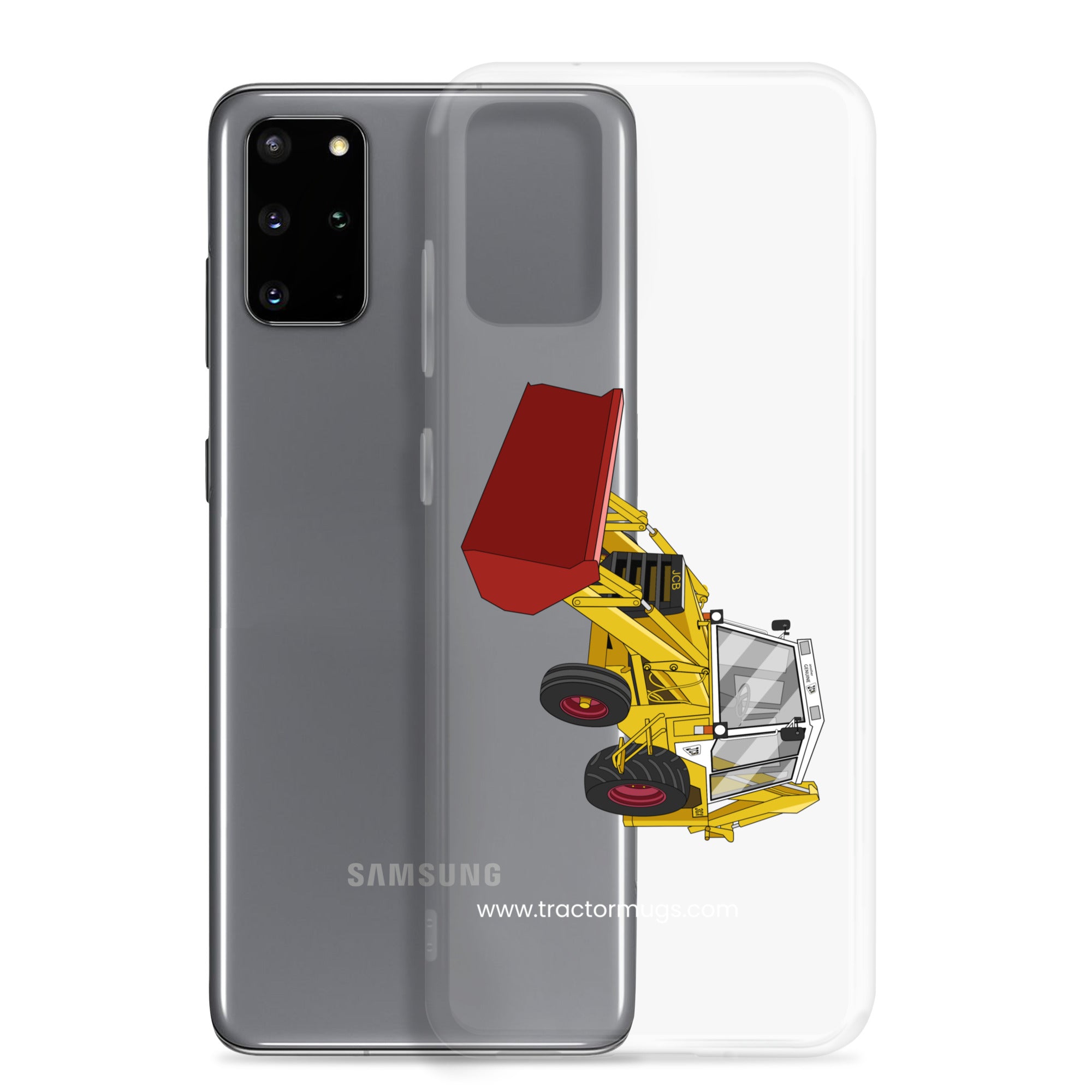 The Tractor Mugs Store JCB 3CX White Cabin 2WD | Clear Case for Samsung® Quality Farmers Merch