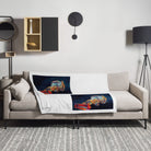 The Tractor Mugs Store JCB 3CX White Cabin | Splash Art Throw Blanket Quality Farmers Merch