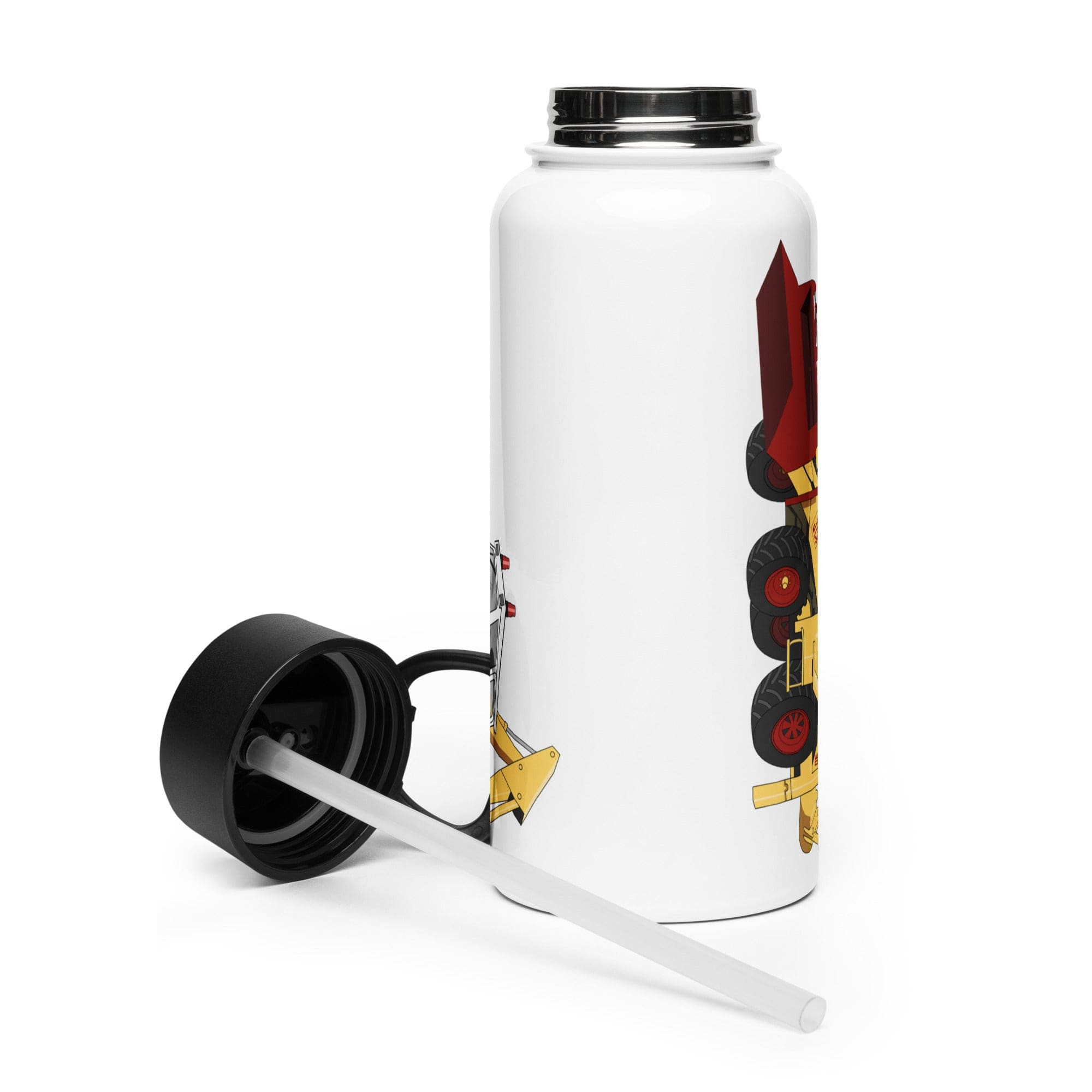 The Tractor Mugs Store JCB 3D | Stainless steel water bottle with a straw lid Quality Farmers Merch