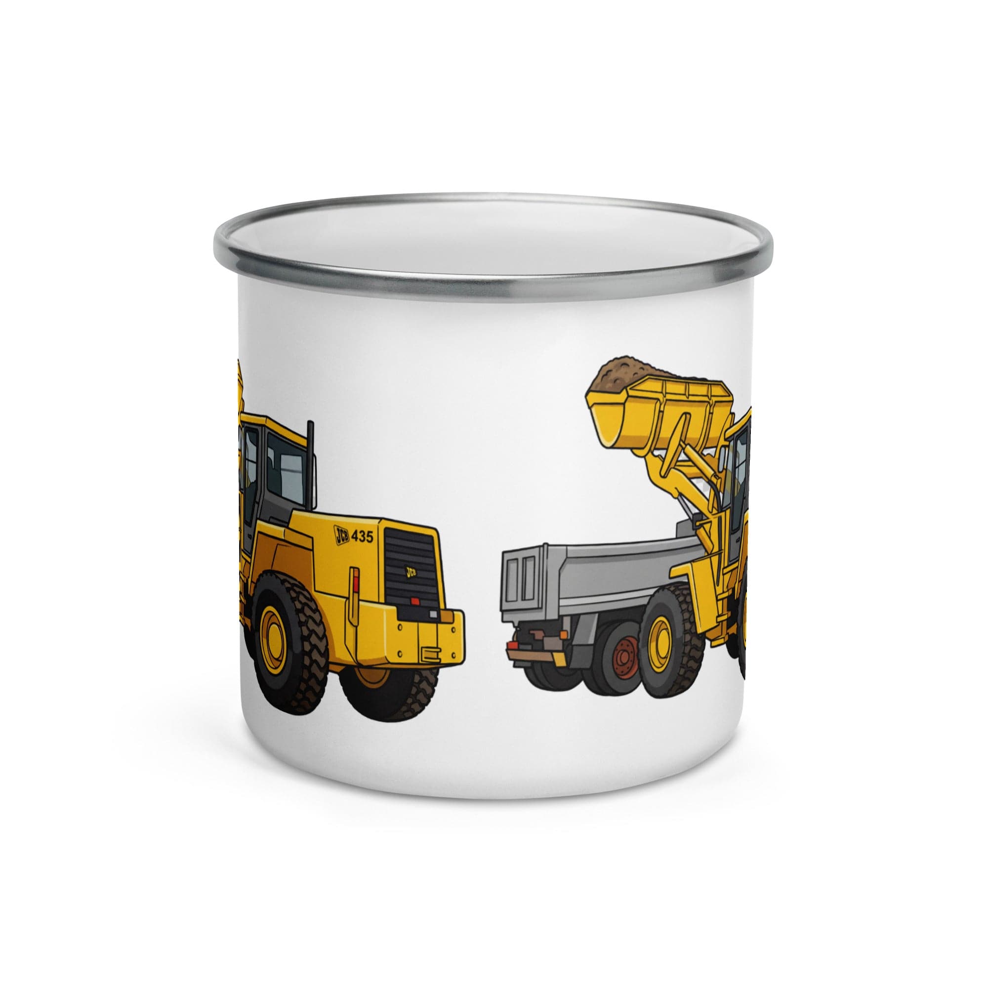 The Tractor Mugs Store JCB 435 Loader | Enamel Mug Quality Farmers Merch