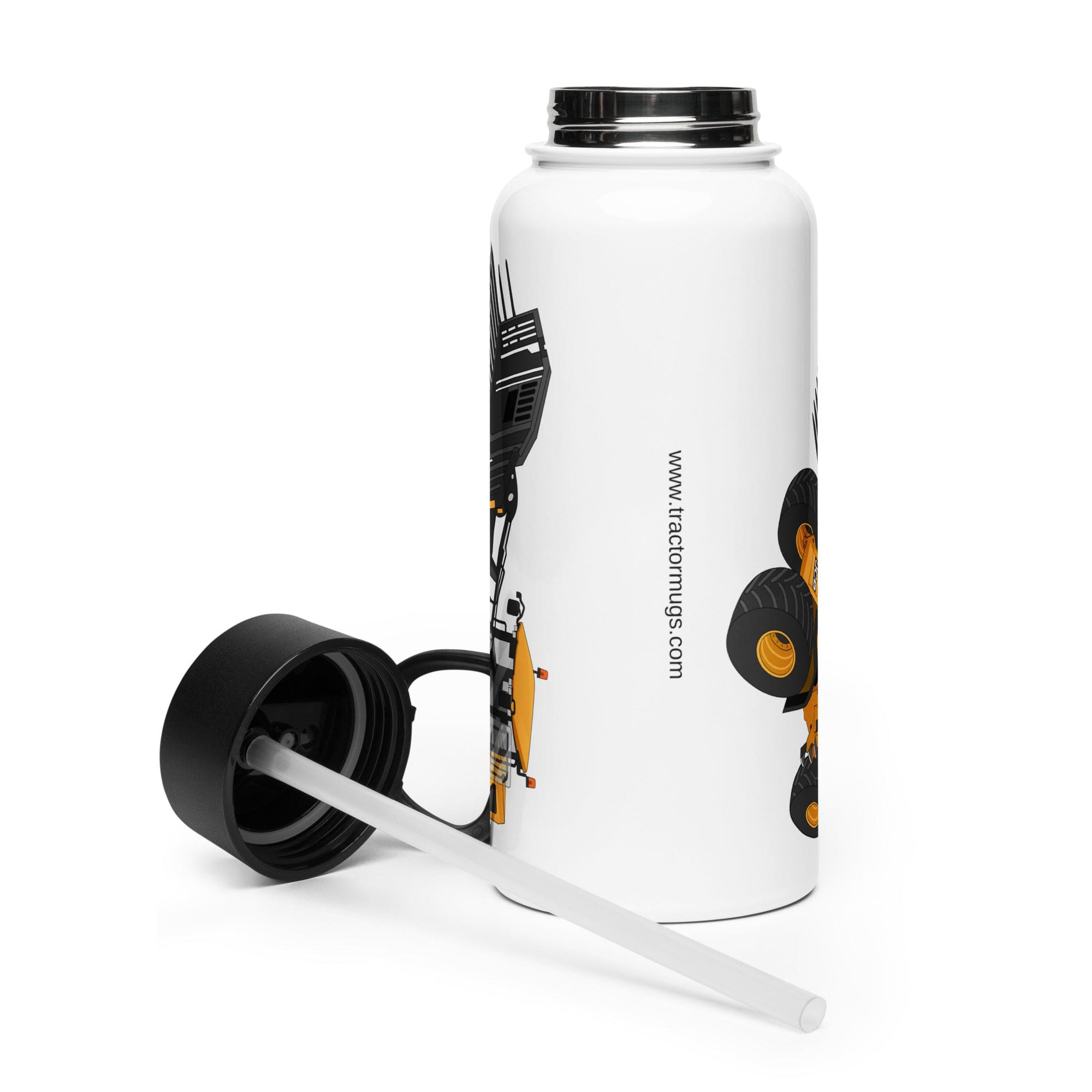 The Tractor Mugs Store JCB 435 S Farm Master | Stainless steel water bottle with a straw lid Quality Farmers Merch