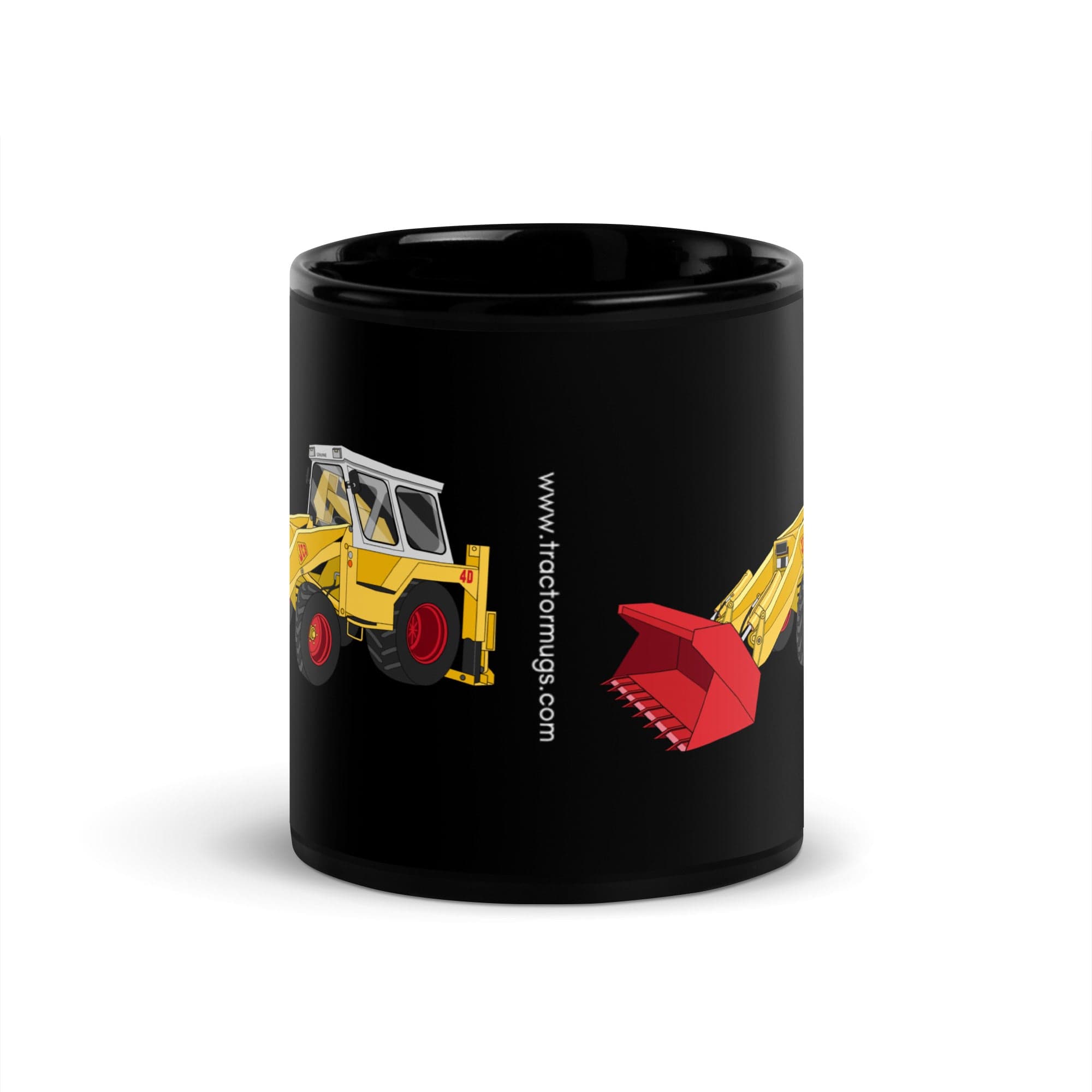 The Tractor Mugs Store JCB 4D Backhoe | Black Glossy Mug Quality Farmers Merch